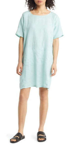 Eileen Fisher - Bateau Neck Linen Dress in Capri at Nordstrom
