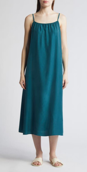 chinese dress ladies Eileen Fisher Maxi Dress Blue L