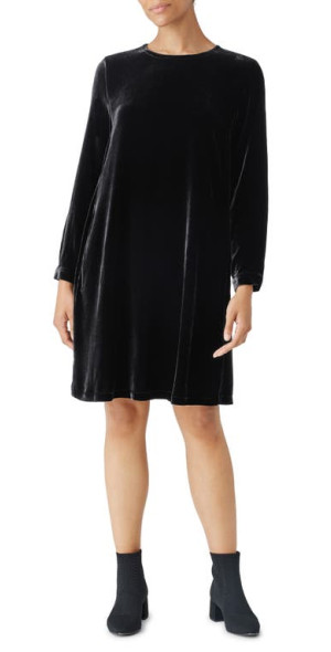 chinese dress ladies Black Eileen Fisher Button Front Dress  hy konko