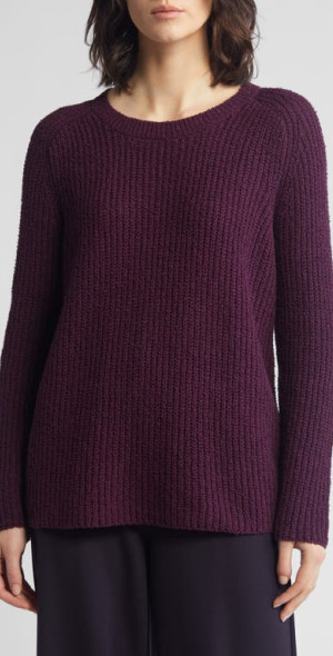 Eileen Fisher Organic Cotton Sweater in Blackberry at Nordstrom