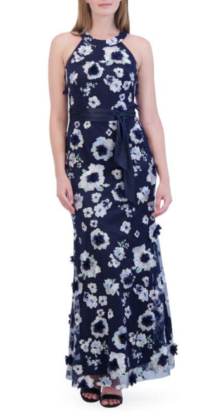 Eliza J Floral Appliqué Trumpet Gown  Size 14 main image 0