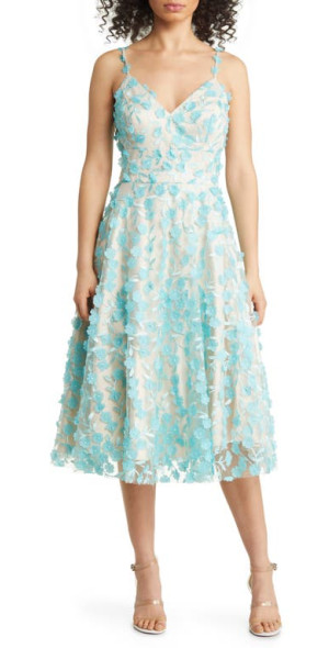 princess polly baby blue dress Soft Touch Shirred-Waist Knee-Length Dress