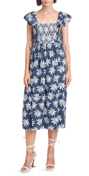 En Saison - Catalina Floral Dress in Denim at Nordstrom