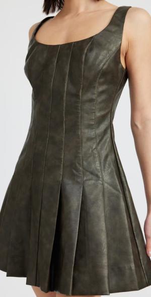 en saison faux leather dress En Saison Womens Faux Leather Dress Sz L Caramel Brown Sheath Luxury Formal