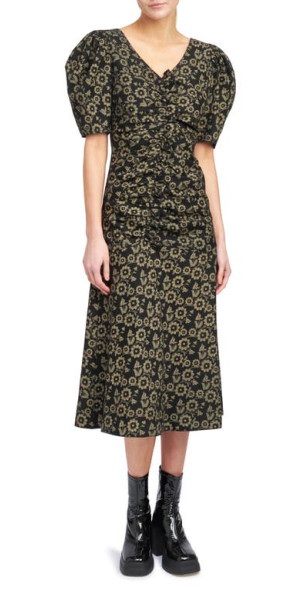 en saison puff sleeve midi dress Sloane Midi Dress by En Saison in Black, Size: Small at Anthropologie