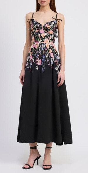 en saison black dress Essence Mixed Media Midi Dress – en saison