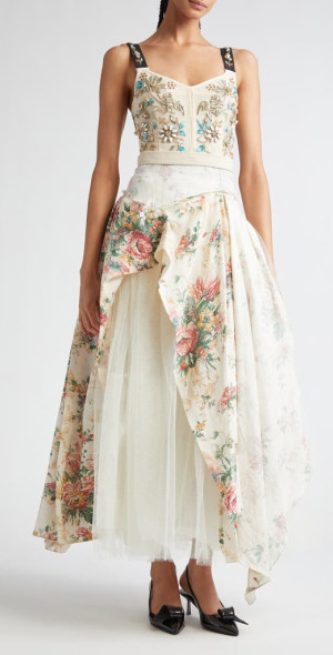 white christmas dresses Misty Rose Tulle Maxi Dress with a Corset Bustier