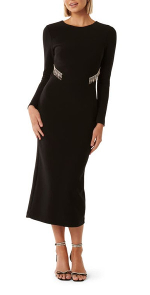 Ever New - Arlington Diamante Trim Long Sleeve Cocktail Dress in Black at Nordstrom Ever New - Arlington Diamante Trim Long Sleeve Cocktail Dress in Black at Nordstrom