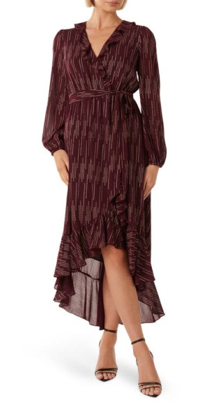 evernew burgundy dress Charlotte Strapless Jacquard Midi Dress in Red - Size 0 to 12