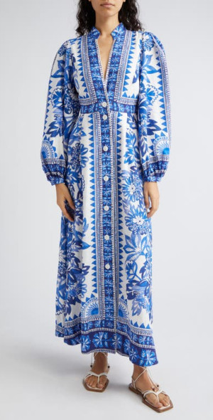 farm rio tapestry linen maxi dress Farm Rio Flora Tapestry Maxi Dress