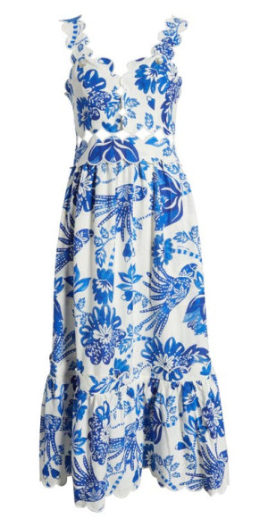 knee length dresses for ladies Off-White Richelieu Sunflower LENZING™ ECOVERO™ Euroflax™ Midi Dress – FARM  Rio main image 0