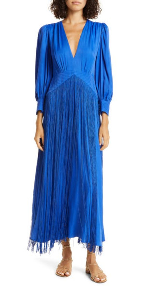 princess polly baby blue dress FARM RIO Seahorse embroidered linen maxi dress