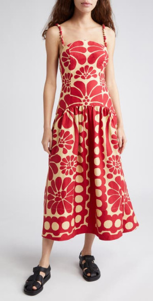 FARM Rio - Palermo Linen Midi Dress in Red at Nordstrom