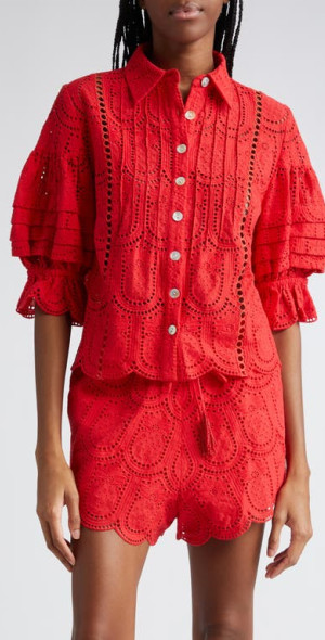 open lace back dress FARM Rio Pineapple Inspiration V Neck Dress - Burgundy