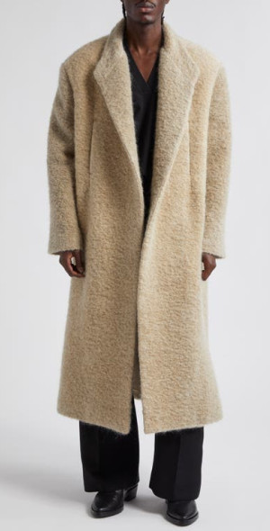 Fear of God - Relaxed Open Front Wool Blend Bouclé Overcoat in Dune