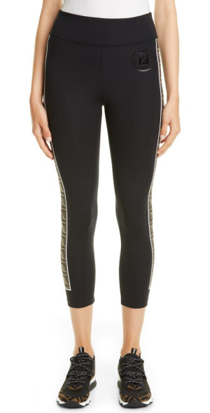 Fendi Logo Side Stripe Leggings in Black at Nordstrom, Size Us