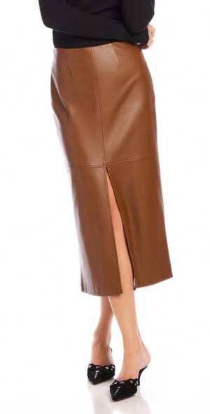 Faux Leather Midi Skirt Brown Leather Skirt Nordstrom FIFTEEN - Main Image