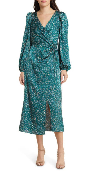 Wrap Dress Nordstrom Green Floral Dress Floral Puff Sleeve Wrap