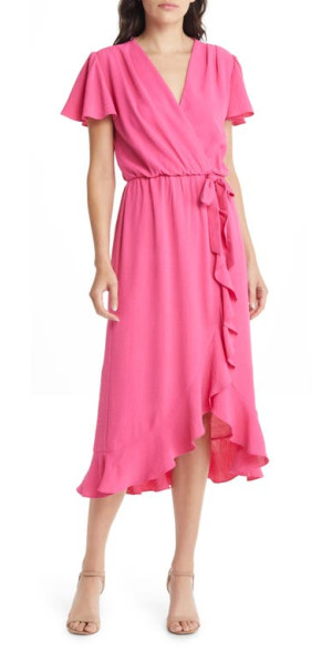 strapless open back dress Valerie Chiffon Faux Wrap Dress main image 0