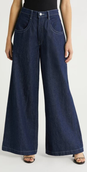 FRAME The Skater High Waist Wide Leg Jeans in Victoria
