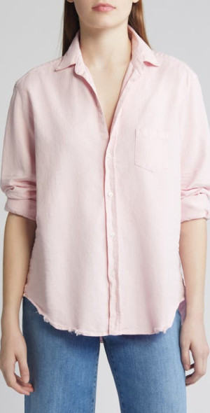 Frank & Eileen シャツ　ピンク系　オーガニックコットン Eileen, Relaxed Button-Up Shirt, Pink Stripe | Frank & Eileen