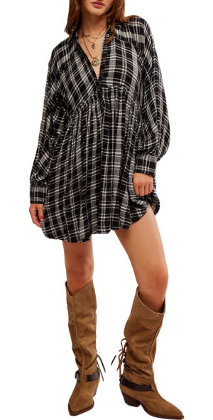 free people plaid shirt dress Free People By the Way - Blue Combo Plaid Dress - Mini Dress