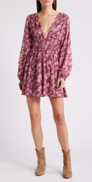 chinese dress ladies Free People It Takes Two Long Sleeve Mini Dress Ivory Combo XS (Women's  0-2) at Amazon Women's Clothing store