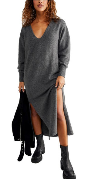 free people grey sweater dress SID-PR3144D