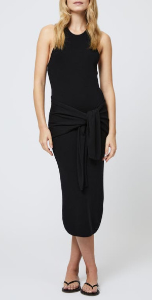 French Connection - Cosysoft Tie Front Racerback Midi Dress in 01-Black at Nordstrom, Size X-Small French Connection - Cosysoft Tie Front Racerback Midi Dress in 01-Black at Nordstrom, Size X-Small