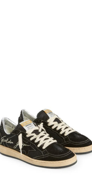 Golden Goose Ball Star D3 Suede Mesh Low Top Sneaker in Black