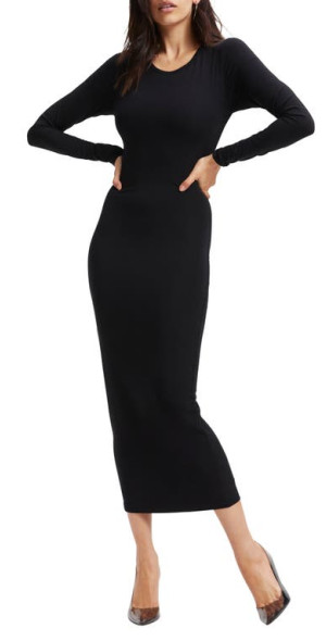 Good American - Good Touch Long Sleeve Body-Con Midi Dress in Black001 at  Nordstrom