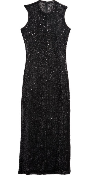 chinese dress ladies 1970s Pat Sandler Black Crochet Gown main image 1