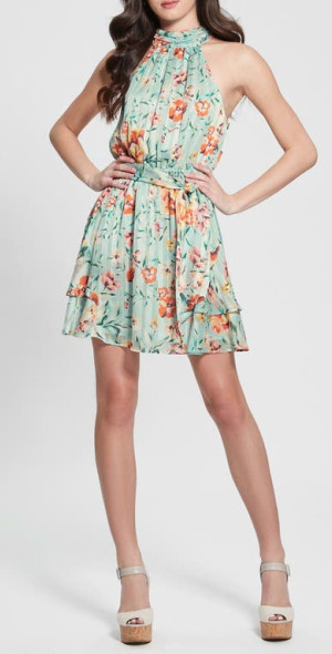 ワンピース Rose Muse chiffon pleated dress Chiffon Floral Dresses | Windsor