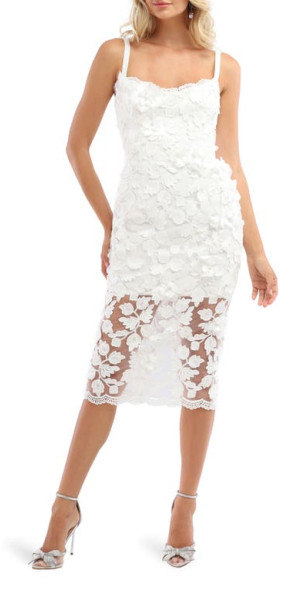 HELSI - Amber Floral Appliqu Cocktail Midi Dress in White at Nordstrom