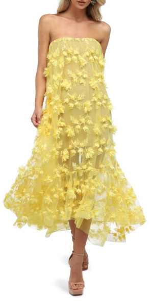HELSI - Athena Strapless Gown in Canary Yellow