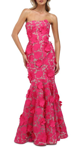 helsi jessica strapless 3d floral strapless mermaid maxi dress HELSI