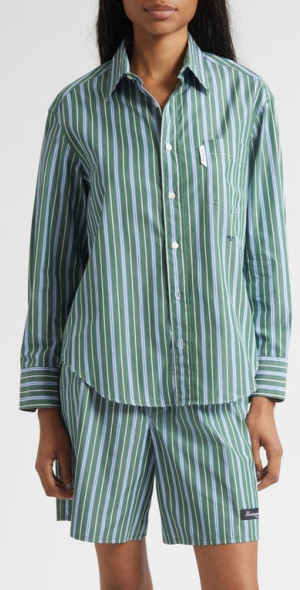 HOMME girls ストライプ　ショーツ Hommegirls - Stripe Oxford Button-Up Shirt