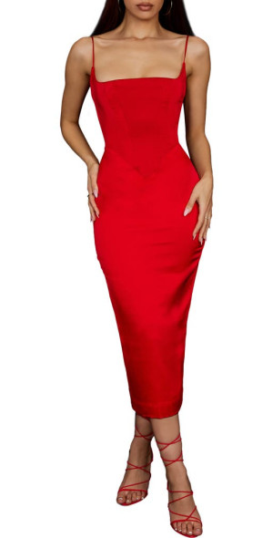 house of cb red midi dress Clothing : Midi Dresses : 'Elizabeth' Italian Tomato Strapless Midi Sundress