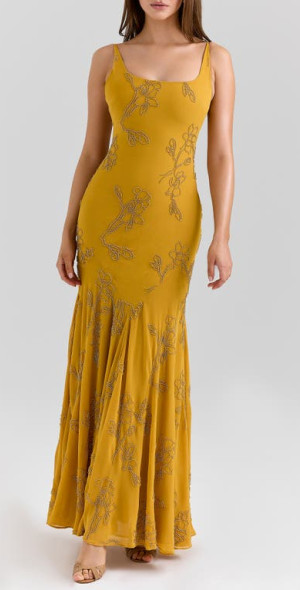 house of cb beaded dress Clothing : Maxi Dresses: 'Calla' Champagne Pearl Maxi Dress