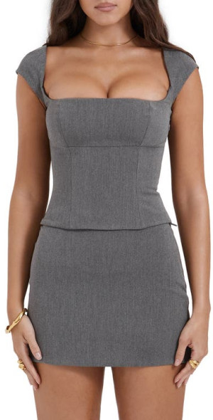 HOUSE OF CB - Rowena Lace-Up Back Corset Top in Grey at Nordstrom, Size  X-Large A