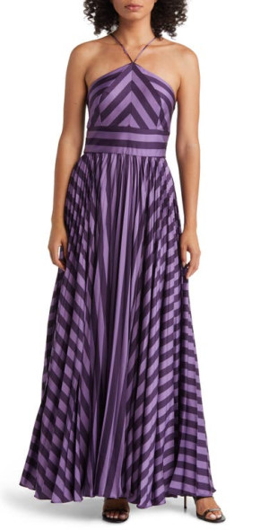 Hutch - Dolly Halter Maxi Dress in Purple Tonal Stripe at Nordstrom