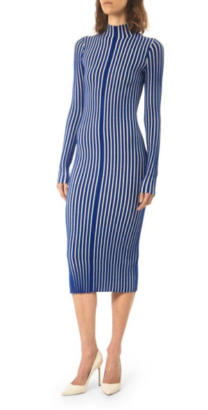 Interior - Ridley Rib Long Sleeve Cotton Blend Sweater Dress in Cobalt/White  at Nordstrom