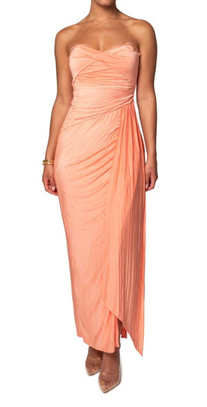 nordstrom orange strapless dress JLUXLABEL