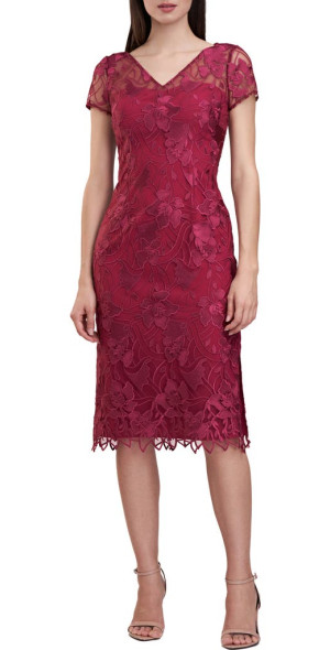 JS Collections - Lily Floral Embroidery Cocktail Dress in Rumba Red at  Nordstrom, Size 0