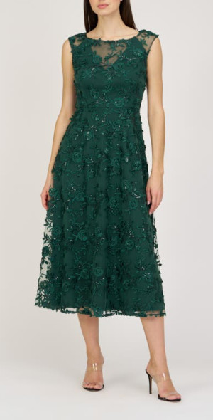 js collections floral embroidered cocktail dress Embroidered Floral Mesh Cocktail Dress (Women)