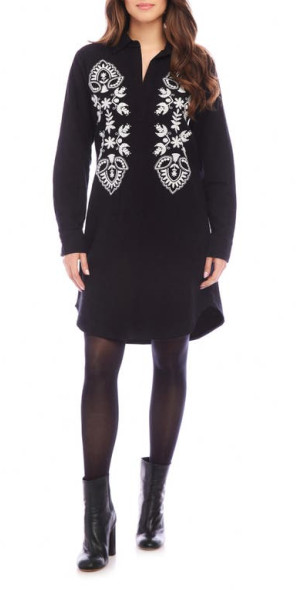green emerald velvet dress Karen Kane Long Sleeve Tiered Dress