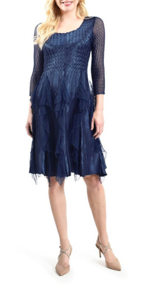 charmeuse and chiffon bridesmaid dress with ruffle JJ's House Bridesmaid Dresses (74187)