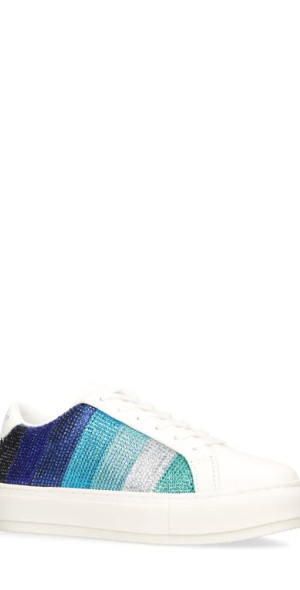 Kurt Geiger London Laney Stripe Crystal Sneaker in Light/Pastel