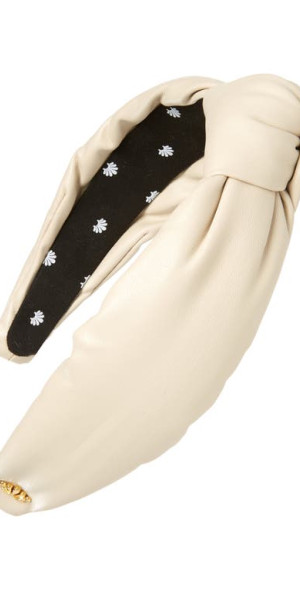 Lele Sadoughi - Faux Leather Knotted Headband in Bisque at  display picture 2