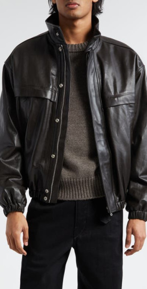 Lemaire - Boxy Leather Jacket in Dark Chocolate Br490 at